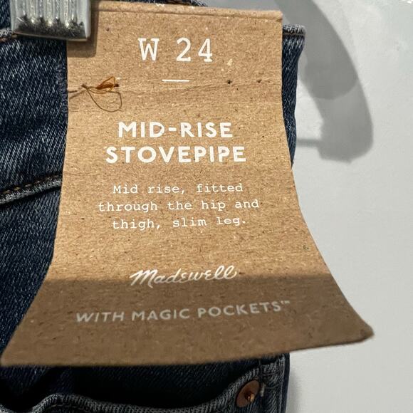Madewell Mid-Rise Stovepipe Jeans Slim Leg Denim Stretch Blue Size 24 NWT - Picture 7 of 14